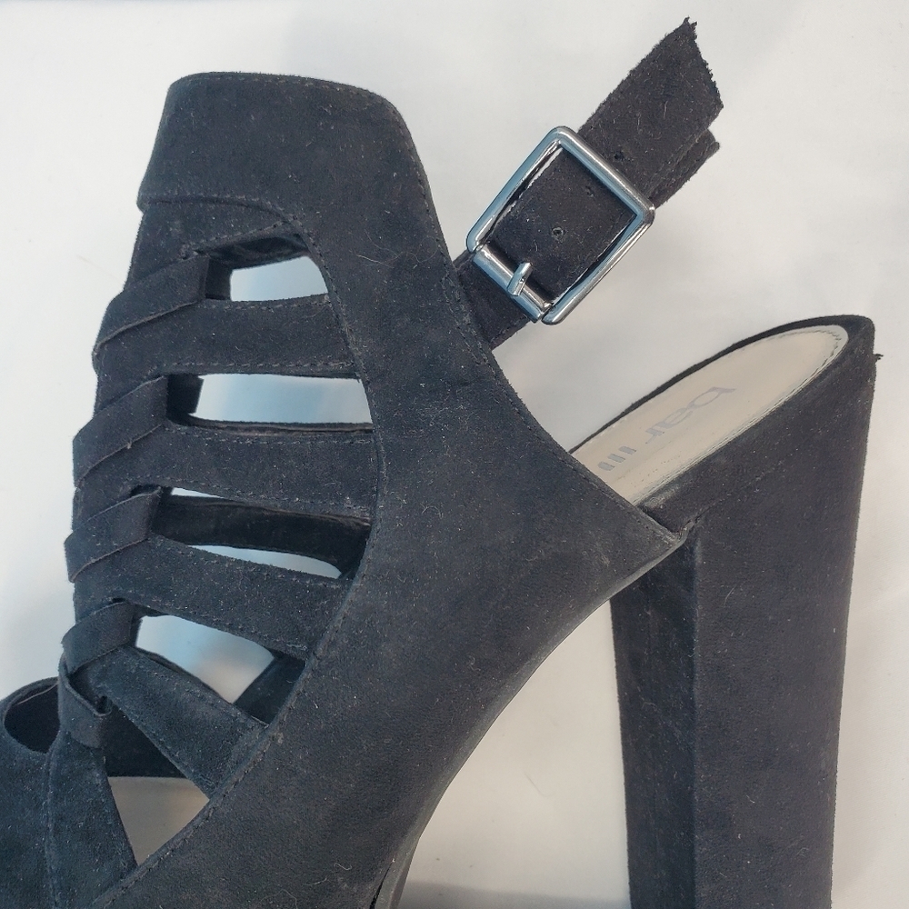 Bar III black velvet open toe platform heels 9 - Picture 7 of 12